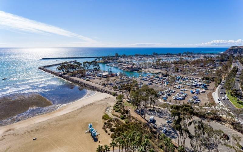 This used to be the Killer Dana surf spot and a huge natural harbor. Some were out at the horizon is Catalina Island. Lots of interesting history to this location!