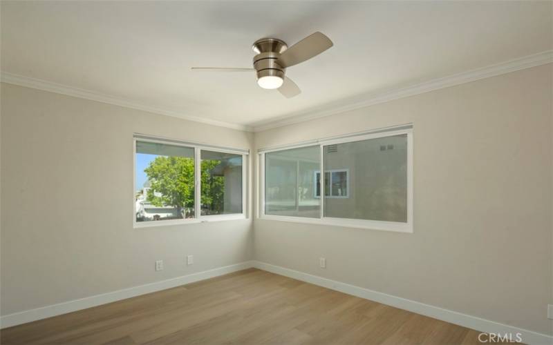 Front bedroom is very large with giant closet to the right. New Windows and Ceiling fan.