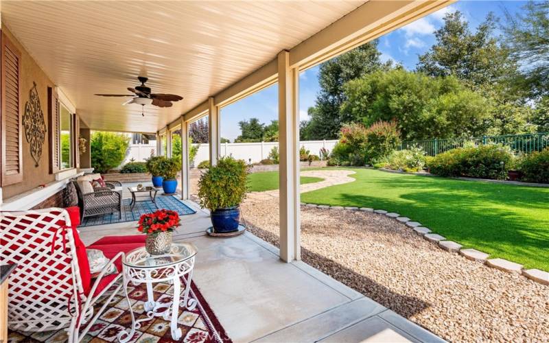 Side view of Patio overlooking lush back yard