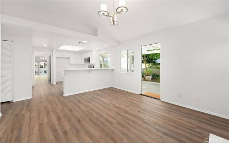 Family room and kitchen breakfast bar