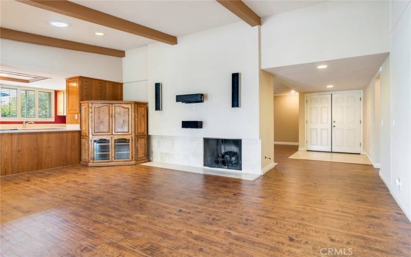 Beamed ceiling in the Family Room