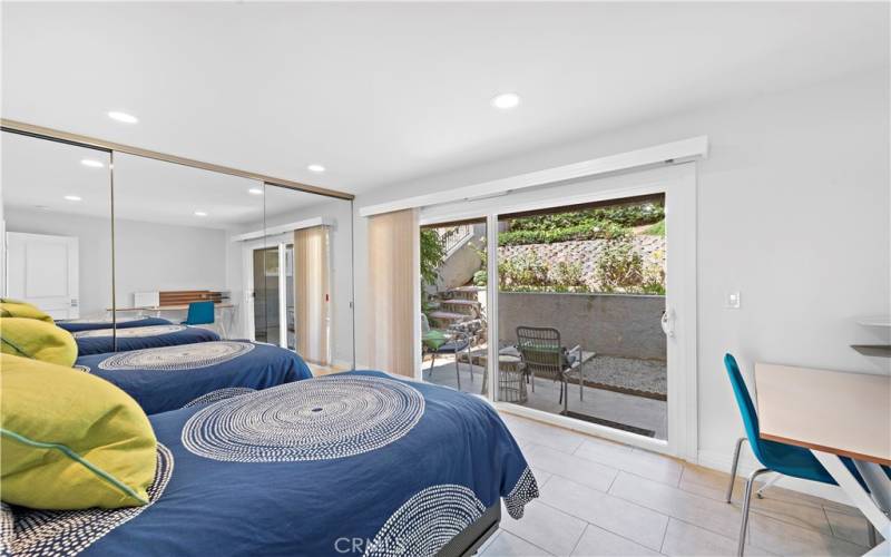 Guest bedroom facing courtyard