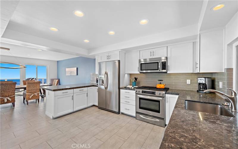 Kitchen with pantry closet and view