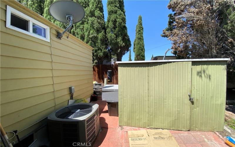 Right Rear Side of Home with Central A/C Unit and Storage No.1