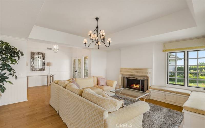 Living room with cozy fireplace