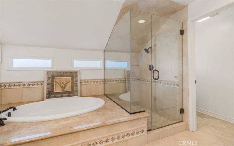 Large shower in the main bathroom and a private commode room