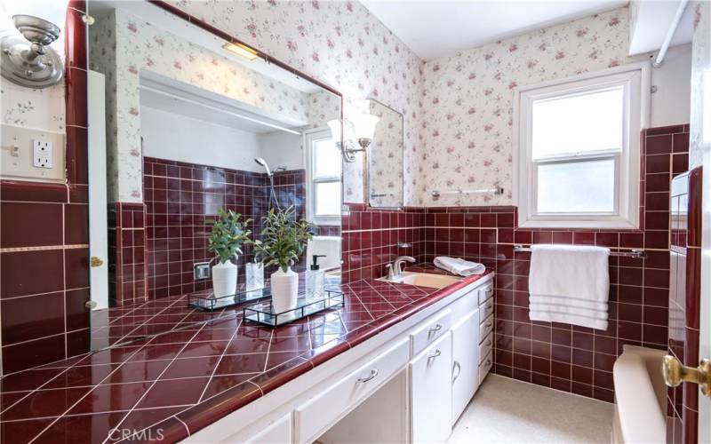 Hall bathroom with tub shower