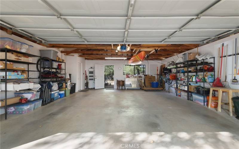 Over sized garage with cut and stack rafters