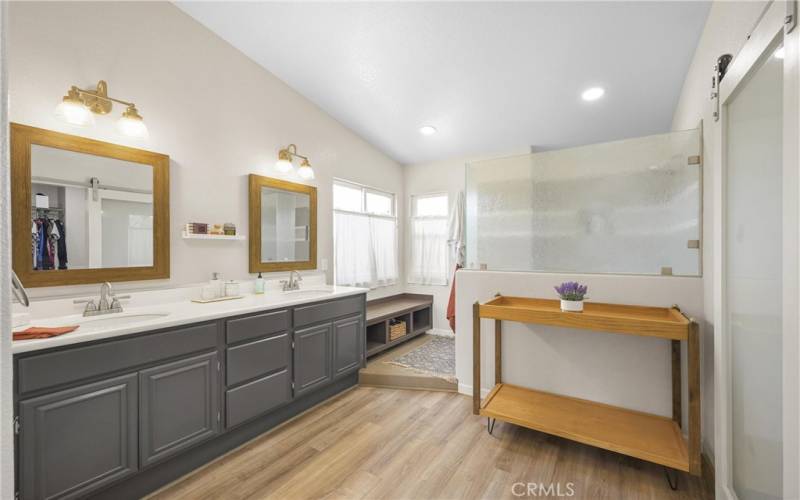 Master Bathroom - dual sing, large walk in closet with extended storage are to the attic.