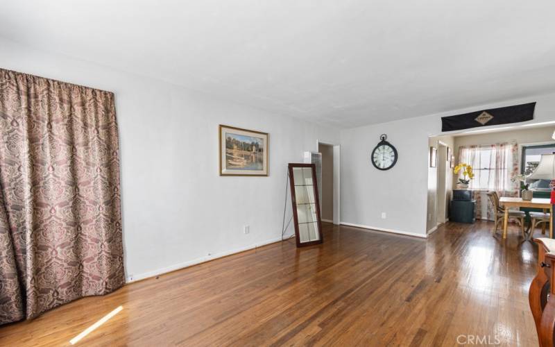 Living room with gleaming hardwood floors