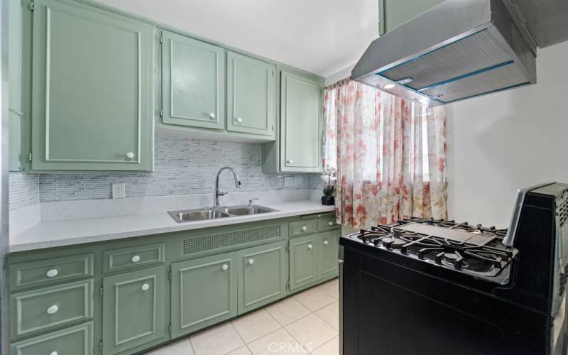 Kitchen with newer quartz counters