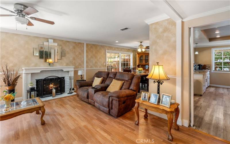 Large living room with cozy fireplace!