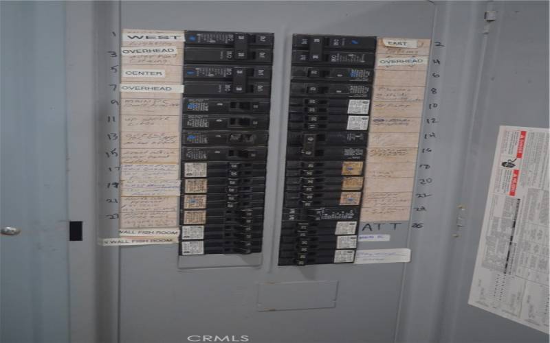 Electric service breaker panel.