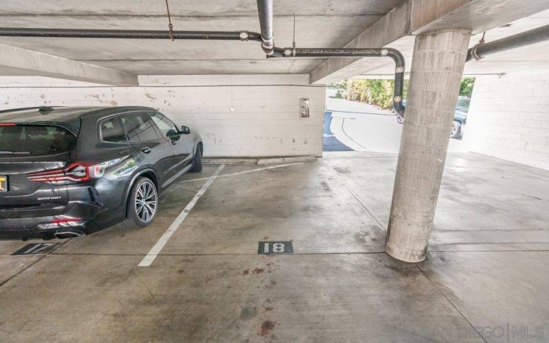 Private parking is located in first space, as you enter underground parking.  On the first floor, you also have the largest storage unit in the complex.  Storage is located across from the ground floor elevator.