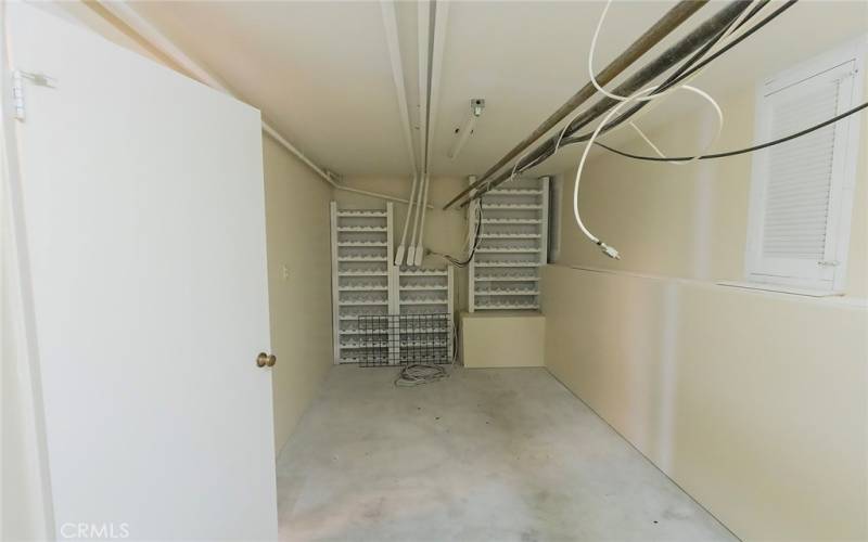 large storage room next to garage door