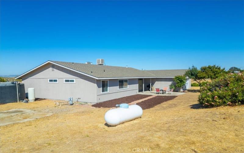 Home rear view facing patio