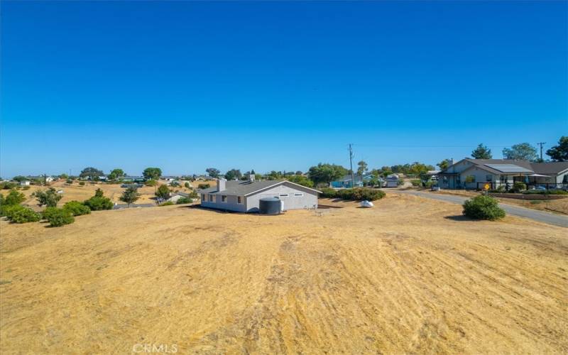 Aerial facing water and propane tank