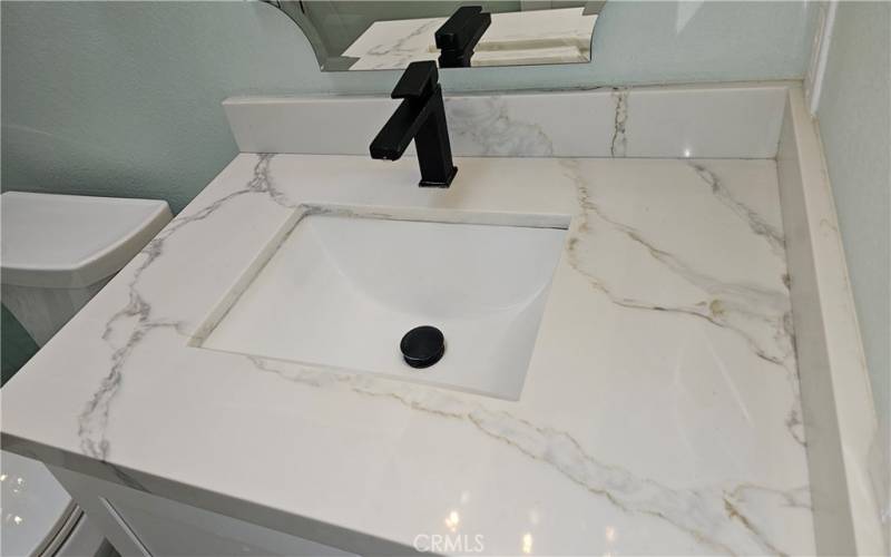 Master Bath Cultured Counter-top - so clean and shiny you could eat off it.. but don't..