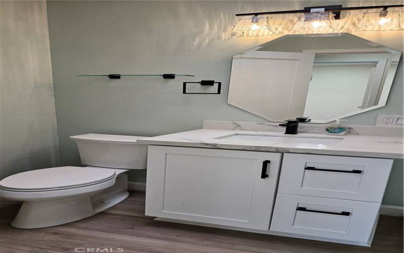 Hallway Bath Vanity and Commode with High Seat for comfort