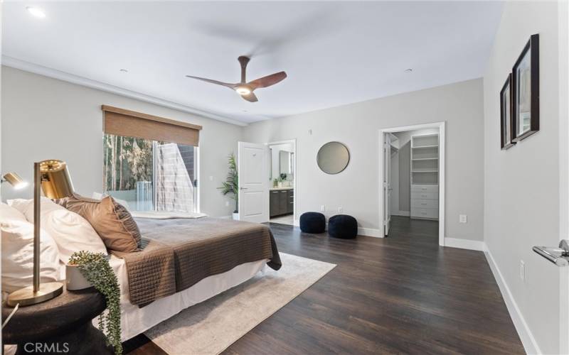 Large Primary Bedroom with Sliding Glass Doors to Patio, En-suite bathroom, walk-in closet