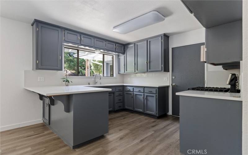 New remodeled kitchen with quartz counter tops and freshly painted cabinets