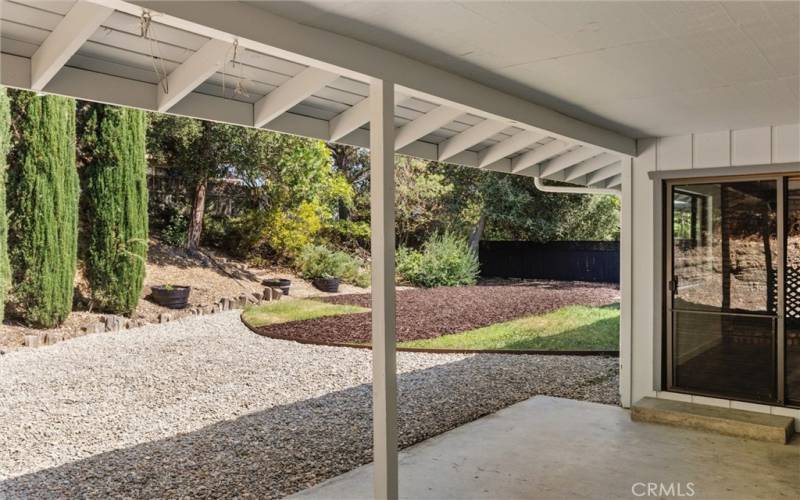 Beautiful mature trees and shaded patio area