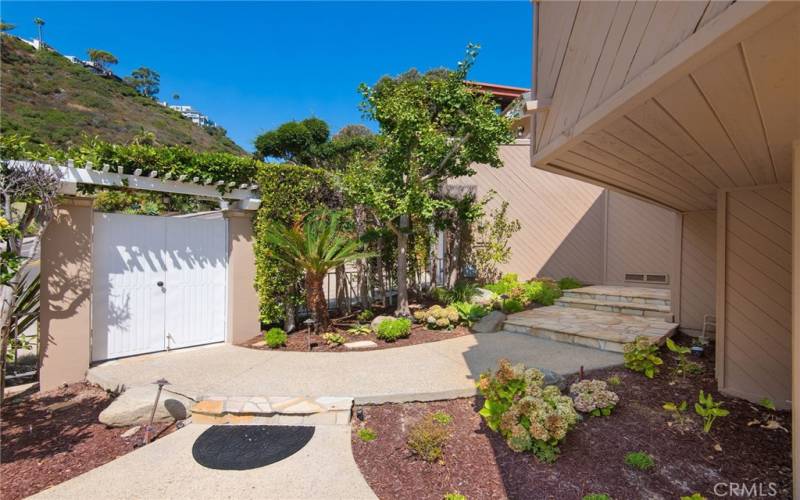 Private courtyard creates a peaceful entrance