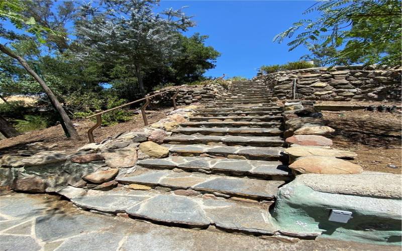 Bottom of upper stone stairway