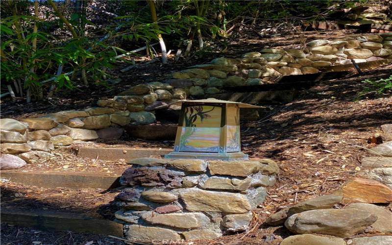 Art Deco lamp on stone post