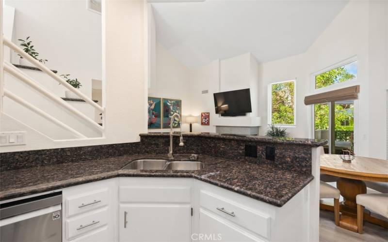 Kitchen opens to Living area