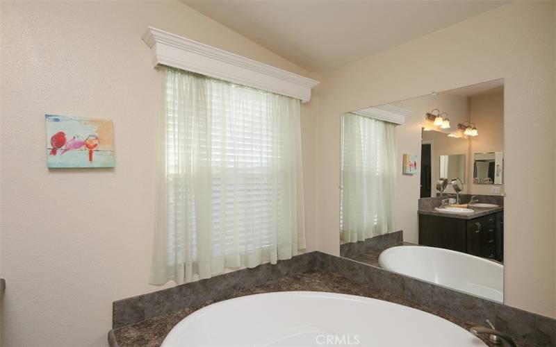 Soaking tub in master bathroom