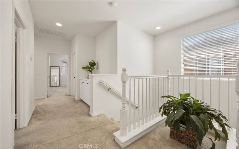 Upstairs landing, loft area and storage.