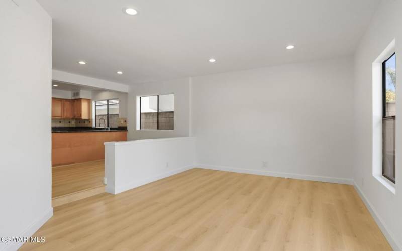 Family room to Dining area & Kitchen