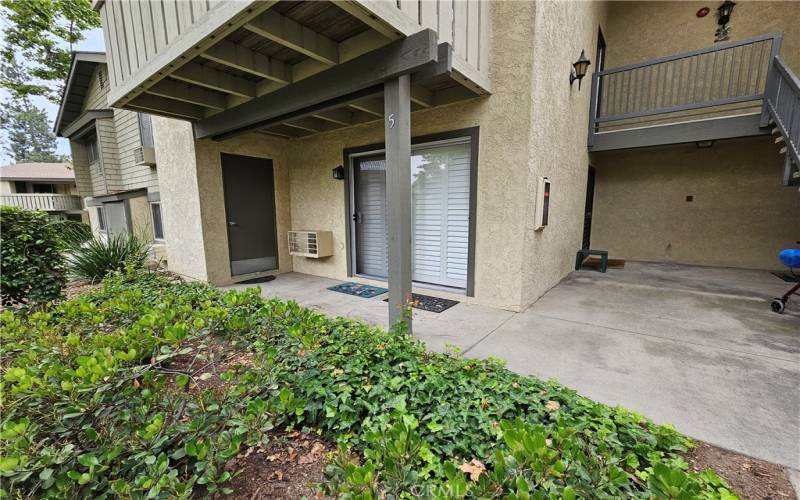 Entryway and private patio for Unit 5