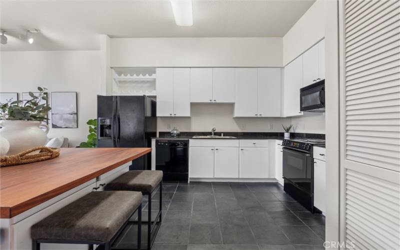 Kitchen with updated island countertop