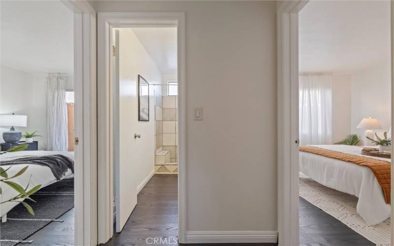 Hallway between bedrooms