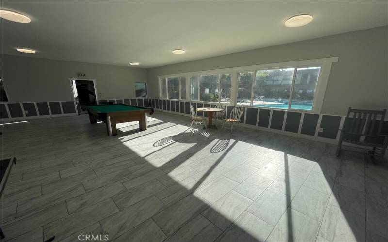 Recreation room looking towards pool