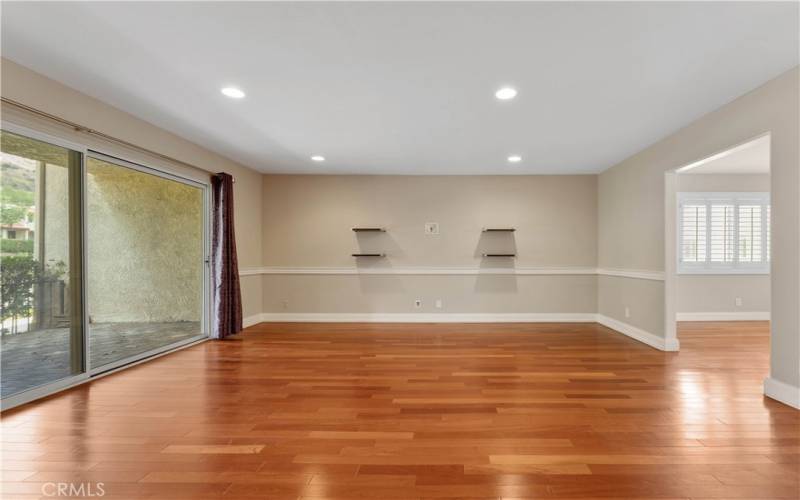 Living Room with built in shelves