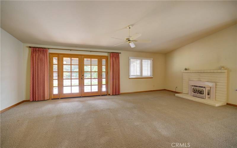 open living room with french doors