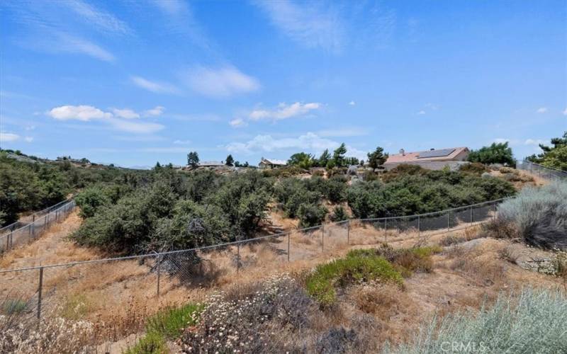 Back fence line looking up to the property