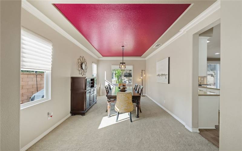 Dining room with trey ceiling