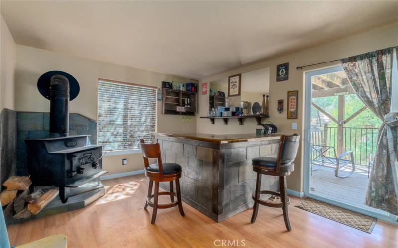 Downstairs Bar and Wood Stove