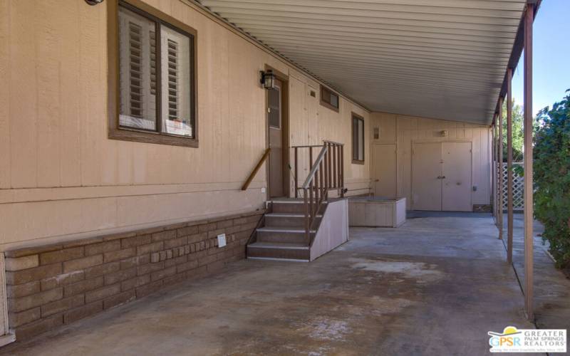 Carport to storage shed view