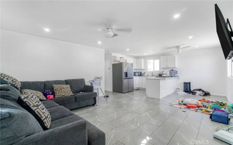 bungalow living room and kitchen