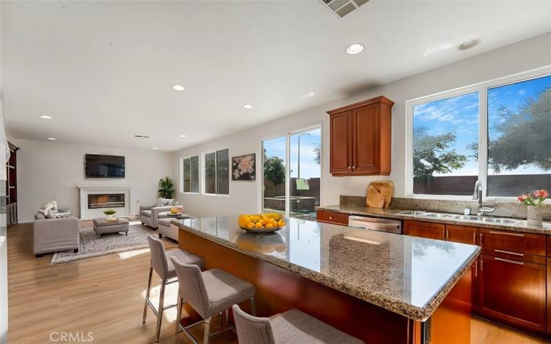 Kitchen family room staged