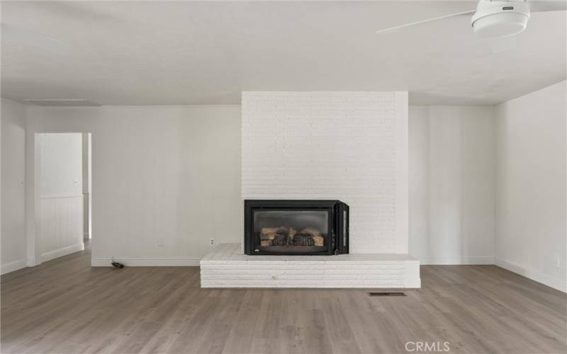 family room and gas fireplace