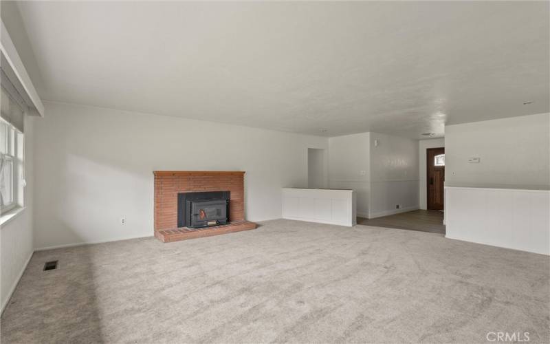 living room and woodstove