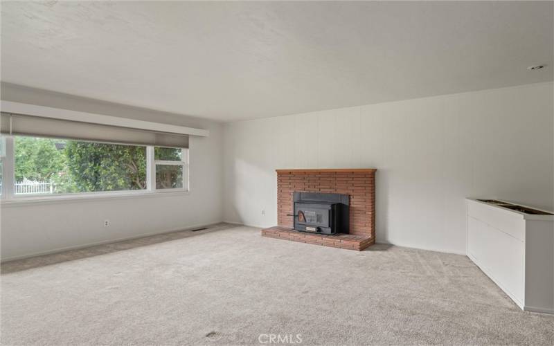 living room and woodstove