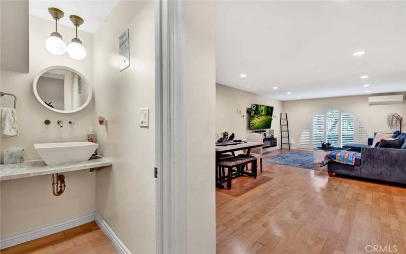 Downstairs Powder Room with Vessel Sink