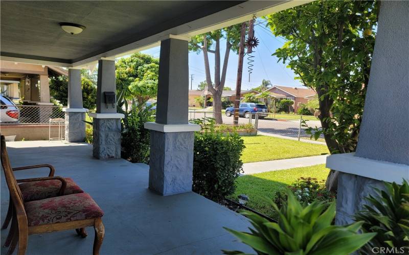 East side of open front patio.